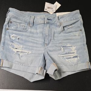 American Eagle Outfitters Light Wash Distressed Jean Shorts